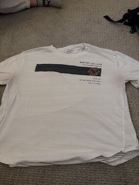 Under Armour White Graphic Tee with Black & Maroon Accents